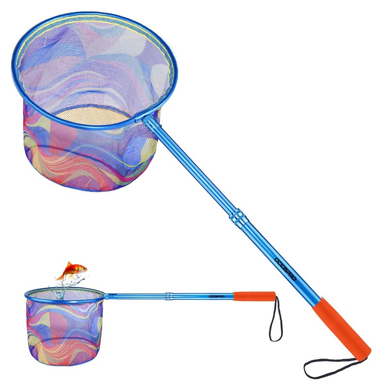 ODDSPRO Kids Fishing Net, Telescoping Bait Net, Minnow Net, Butterfly Net - 11.4" Net Depth, Handle Extends to 30" for Easy Catch and Release (blue 1pack) - Image 1